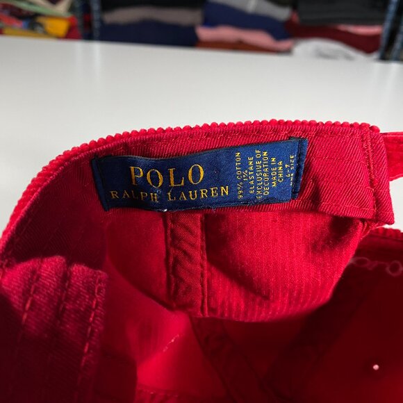 Polo Ralph Lauren Hockey Polo Bear Corduroy Youth Hat Red 4-7 OS - Picture 4 of 5